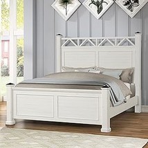 Roundhill Furniture Laria Wood Slatted Style Panel Bed, King, Antique White - £1,554.78 GBP