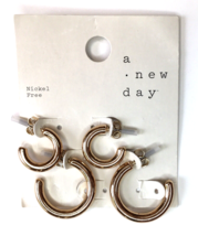 A New Day Gold Tone Thick Open Hoop Earrings Nickel Free - $7.99