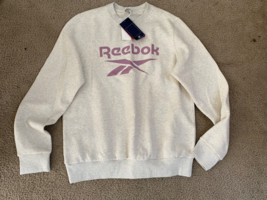 Reebok Women&#39;s Identity Big Logo Fleece Crew Sweatshirt Small NWT Gray Purple - £25.53 GBP
