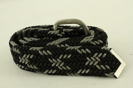 VINTAGE Western Black &amp; Gray Woven Cording Belt 34&quot; Long Herringbone Pattern - £14.25 GBP