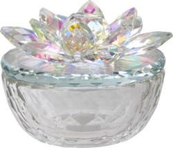 Decorative Box GLAM Modern Contemporary Flower Floral Multi-Color Glass - $89.00