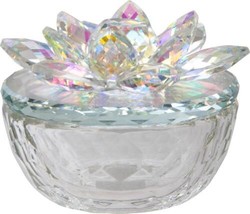 Decorative Box GLAM Modern Contemporary Flower Floral Multi-Color Glass - £69.58 GBP