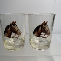 Pair Vintage Shot glass Bridled Horse Head - £7.35 GBP