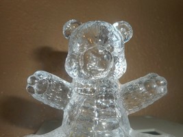 GLASS TEDDY BEAR/HOLLOWED OUT BODY  3 1/4&quot; tall nice paper weight + figu... - $12.34