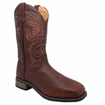 9555 AdTec Brown, Men&#39;s 11&#39;&#39; Steel Square Toe Western Pull On Leather Boot - £100.22 GBP