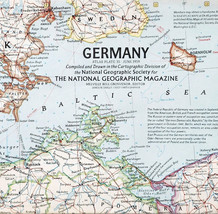 1959 Germany Map National Geographic Europe Denmark Vintage 24.5 x 19&quot; E6A - €17,27 EUR
