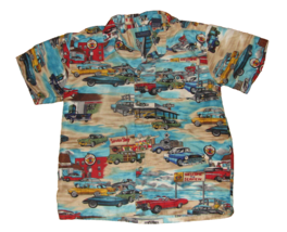 In Design Boyswear Blue Antique Cars Hawaiian Shirt Childs Size 7 - £7.88 GBP