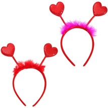 2Pcs Valentine&#39;s Day Heart Headband Red Sequins Hair Band Hair Hoop Hair Accesso - £25.08 GBP
