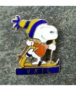 VAIL Peanuts Snoopy Blue Yellow Beanie Hat Souvenir Ski Lapel PIN Colorado - £10.29 GBP
