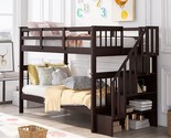 With Storage Stairs, Wood Kids Bedframe W/Guard Rail For Teens Adults, B... - £691.23 GBP