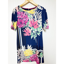 Eliza J Womens Navy Blue Floral Shift Dress Zip back Short Sleeve Size 2 - £27.24 GBP