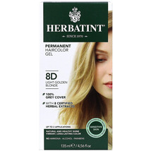 Herbatint Herbal Hair Color Permanent Gel 8D Light Golden Blonde, 4.5 Ounce - £15.61 GBP