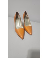 ESCADA Orange Pointed Narrow Toe Slip On Pumps Kitten Heels 9.5 B Made I... - $75.00