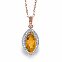 1.8 Carat 14K Rose Gold Hayworth Citrine Diamond Gemstone Necklace 14&quot;-24&quot;  - £400.52 GBP