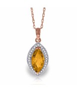1.8 Carat 14K Rose Gold Hayworth Citrine Diamond Gemstone Necklace 14&quot;-24&quot;  - £395.86 GBP