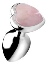 Authentic Rose Quartz Gemstone Heart Anal Plug - Small - £22.97 GBP
