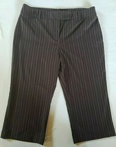 Jones New York Sport Brown Striped Stretch Cropped Pants Plus Size 16 - £11.78 GBP