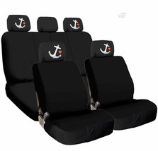 For Chevrolet New Car Truck Seat Covers Navy Anchor Headrest Black Fabric - £31.19 GBP