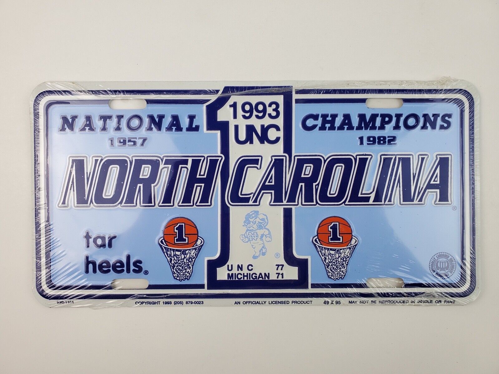 New Sealed 1993 UNC Tarheels National Championship vanity License Plate tin - £11.20 GBP