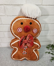 Gingerbread Man Boy Baker Plush Throw Pillow Christmas Decor Peppermint ... - £18.00 GBP