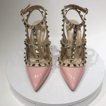 M women pumps sexy stilettos for disco patent leather heels metallic rivet hollow roman thumb200