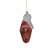 ROSEBUD MOTEL KEY ORNAMENT 5.5&quot; Schitt&#39;s Creek TV Series Glass Christmas... - £15.94 GBP