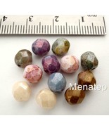 25 6 mm Czech Glass Fire Polished Beads: Luster Opaque Mix - £1.45 GBP