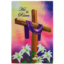 He Is Risen Cross Easter Garden Flag - $5.99