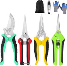 5-Piece Stainless Steel Garden Pruning Shears Set with Gloves &amp; Storage Bag - $39.55