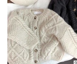 Casual Autumn Winter Cute Kids Girls Solid Color  Knitting Loose Cardigans Kids  - £70.63 GBP
