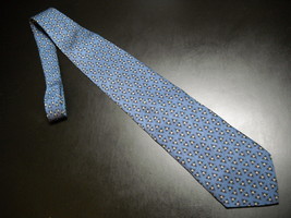 Krizia Uomo Neck Tie Silk Bright Blue Background Dark Blue and Grey Acce... - $13.99