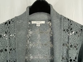 Liz Claiborne NY Size Small Women&#39;s Gray Open Knit Long Sleeve Cardigan Sweater - £9.15 GBP