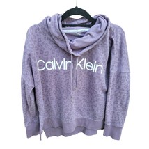Calvin Klein Cowl Neck Sweatshirt Medium Womens Purple Animal Print Long... - $18.58