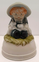 Little Boy with Lambs Music Box Made in Taiwan Vintage - £9.91 GBP