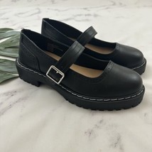 Torrid Chunky Mary Jane Flats Size 10 WW Black Faux Leather Block Heel - £31.64 GBP