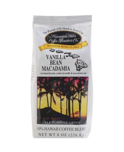 Hawaiian Isles Coffee Vanilla Bean Macadamia Ground Coffee 8 Oz (pack Of... - $64.35