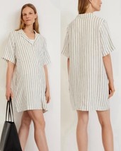 Everlane The Linen Workwear Shirt Dress Bone/Black Stripes M Lagenlook W... - $731.99 MXN