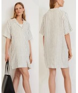 Everlane The Linen Workwear Shirt Dress Bone/Black Stripes M Lagenlook W... - $731.99 MXN