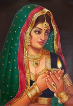 Stunning Woman Portrait with Oil lamp Culture Canvas | Oil Painting | 36... - £274.47 GBP