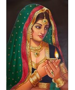 Stunning Woman Portrait with Oil lamp Culture Canvas | Oil Painting | 36... - £194.83 GBP