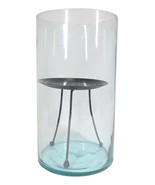 Modern Accent Thick Glass Hurricane Candle Holder With Tripod Metal Stand - $72.99