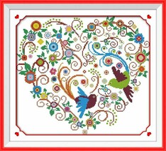 PDF Cross Stitch Pattern Cross Stitch Colorful Phoenix Heart 40×36cm (15... - $4.50