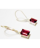 PINK RHODOLITE GARNET OCTAGON SOLITAIRE DANGLE EARRINGS, STERLING, 2.25(... - $29.99
