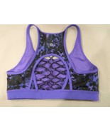 Lululemon Bra Cage Back Strappy Black Purple Leaf Print C/D - $24.25 CAD