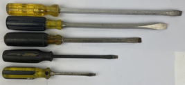 Craftsman Stanley + USA Made Screwdriver Lot of 5 Pieces Slotted Flathead LOOK - $29.69