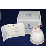 Lladro 1991 Annual Porcelain Christmas Bell Ornament with Pink Ribbon in... - £7.82 GBP