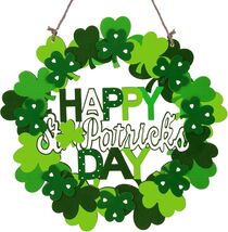 Shamrock Clover Wreath St. Patrick's Day Wooden Door Decoration Sign Hom... - $12.42