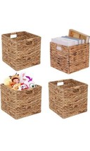 4PK Storage Baskets Wicker Cube Baskets Foldable Handwoven， Water Hyacinth - £43.29 GBP