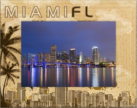 Miami Florida Laser Engraved Wood Picture Frame Landscape (8 x 10) - £41.87 GBP