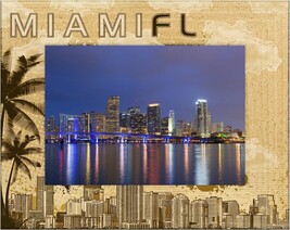 Miami Florida Laser Engraved Wood Picture Frame Landscape (8 x 10) - £41.87 GBP